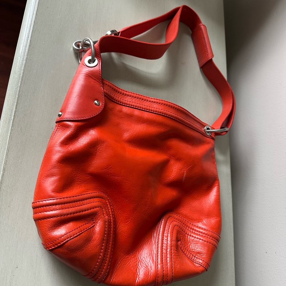 DKNY Orange leather crossbody purse